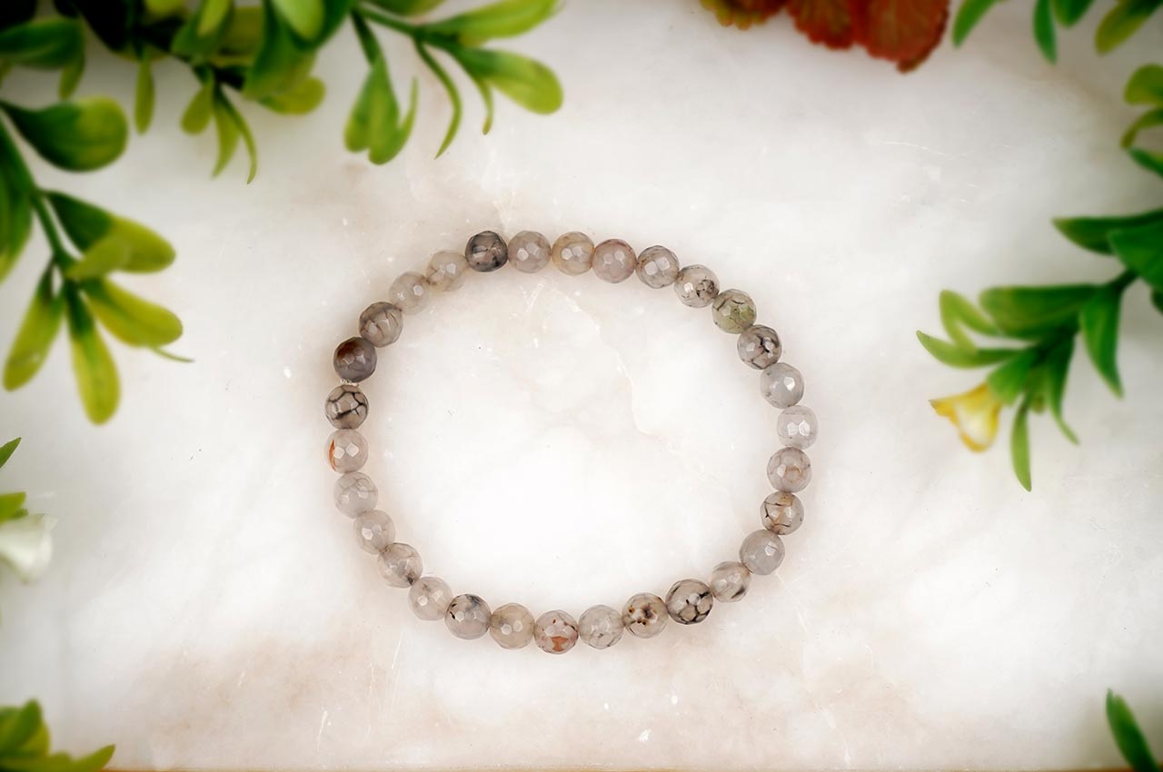 Smoky Quartz Faceted Bracelet in Elastic