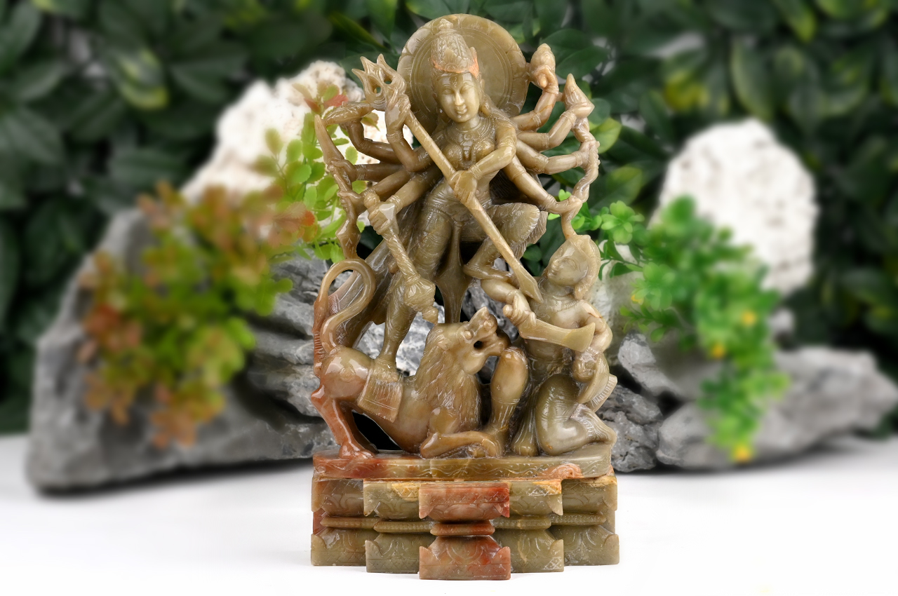 Mahishasurmardini Durga Devi Yellow Aventurine Idol