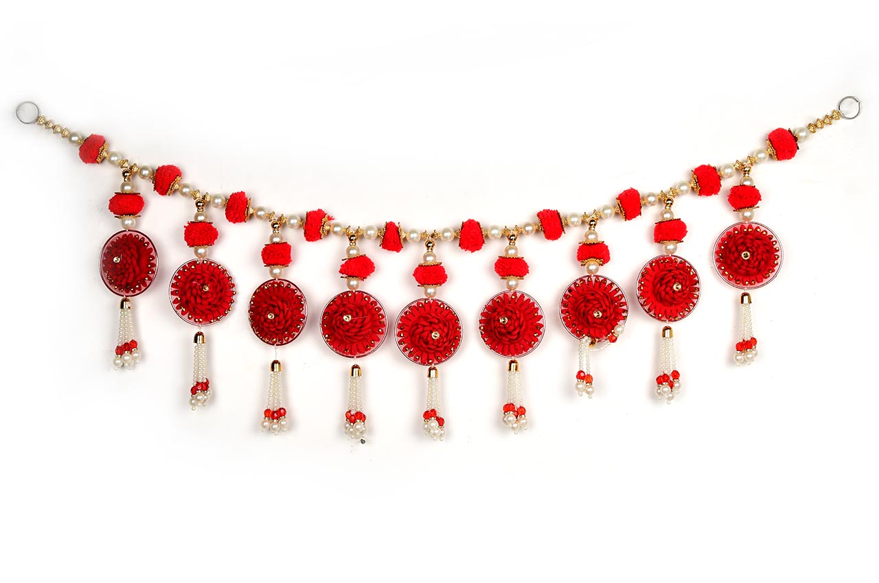 ADT55 Red Flower Toran with Pearl