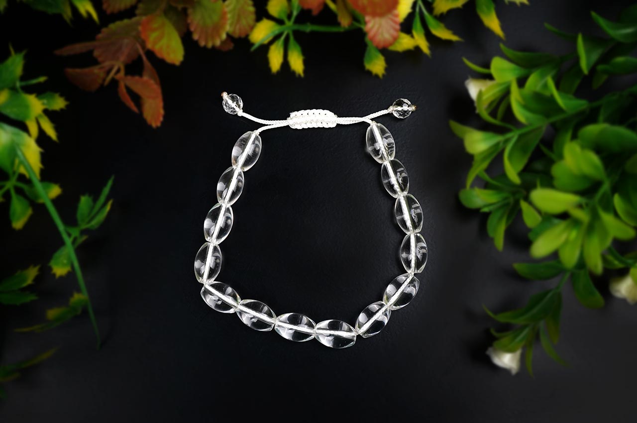 Lingam Shaped Sphatik Bracelet With Adjustable Thread