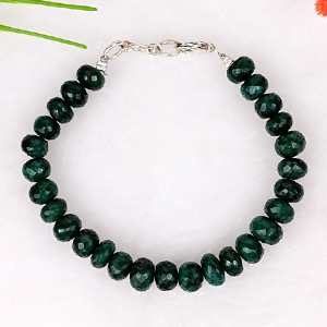 Emerald Button Shaped Faceted Bracelet