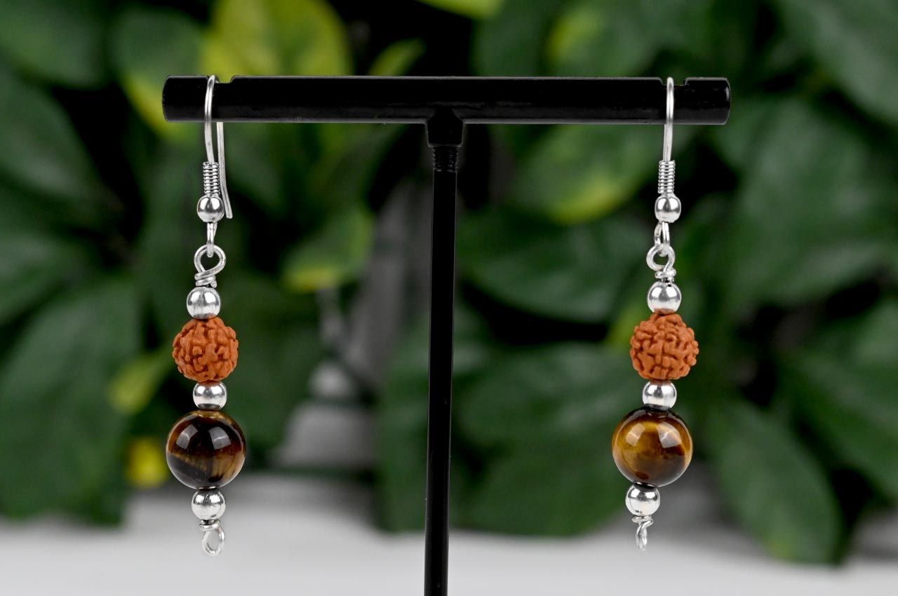 Rudraksha Tiger Eye Earrings (II)