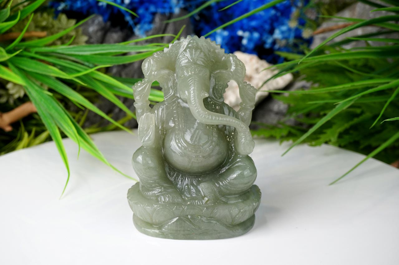 Ganesha in Austrailian Green Jade - 756 gms-1