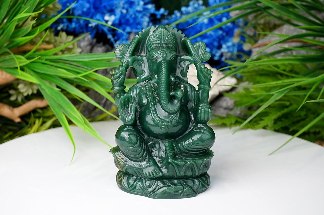 Ganesha in Columbian Green Jade - 800 gms-1