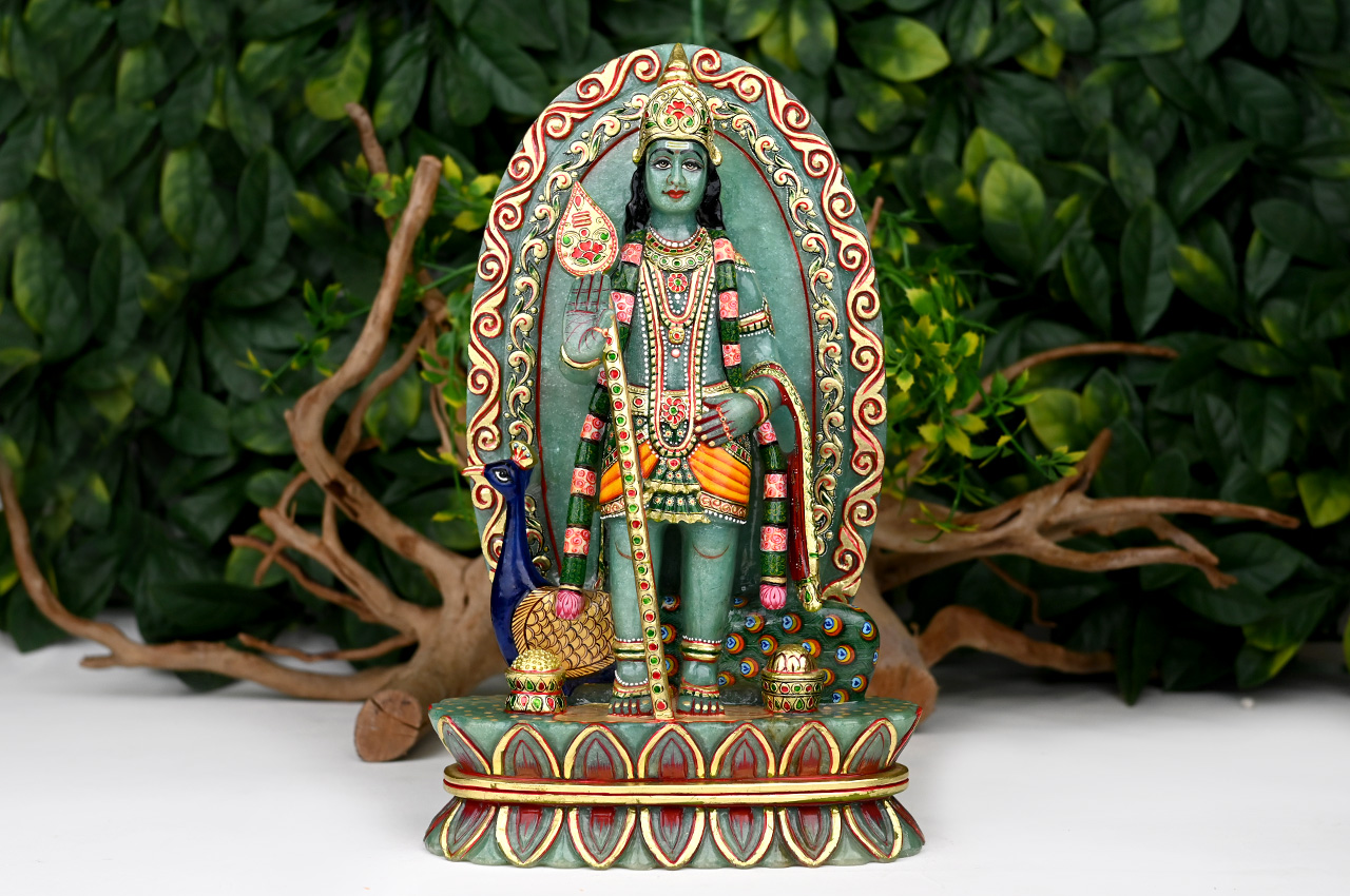 Kartikeya idol in Green Jade