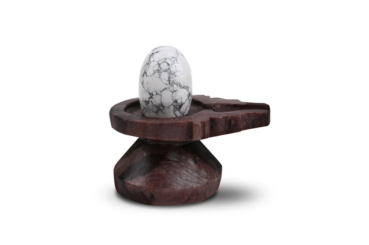 Howlite Lingam with Stone Yoni base