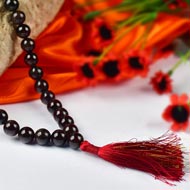 Hessonite Garnet Round Beads Mala With Knots