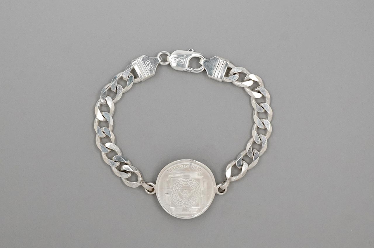 Kanakdhara Yantra Silver bracelet with Silver Chain