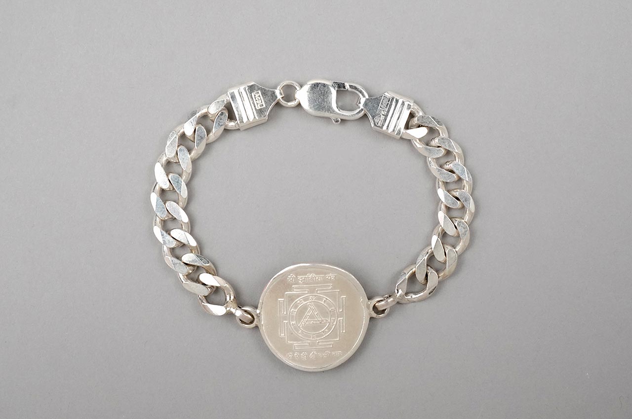 Durga Bisa Yantra Silver Bracelet with Silver Chain