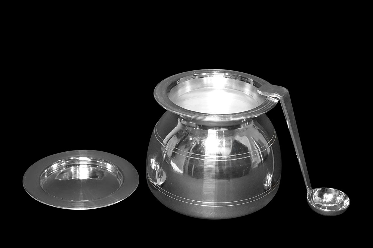 Ghee Loti (Sateli) with spoon in 925 sterling silver - I