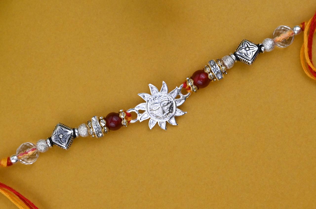 Surya Design Rakhi in Pure Silver with thread