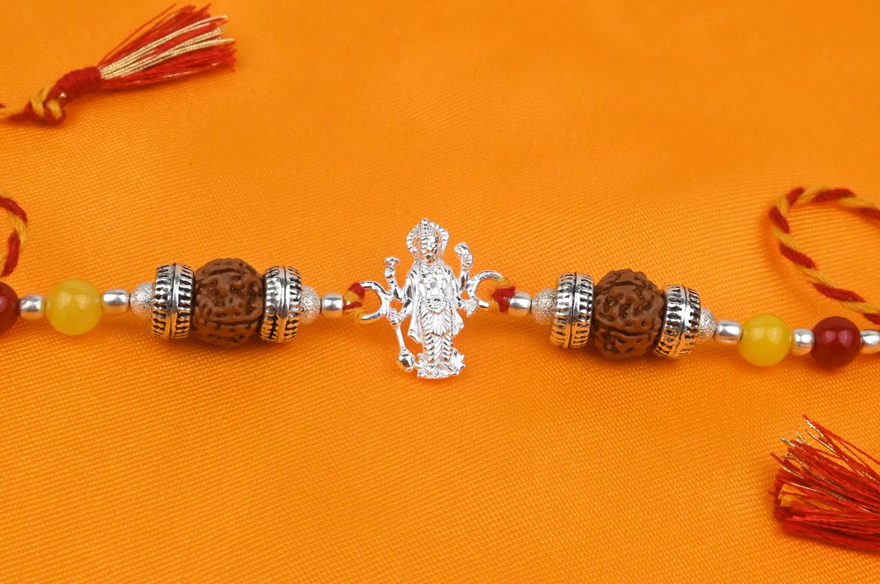 Vishnu Design Rakhi in Pure Silver with thread