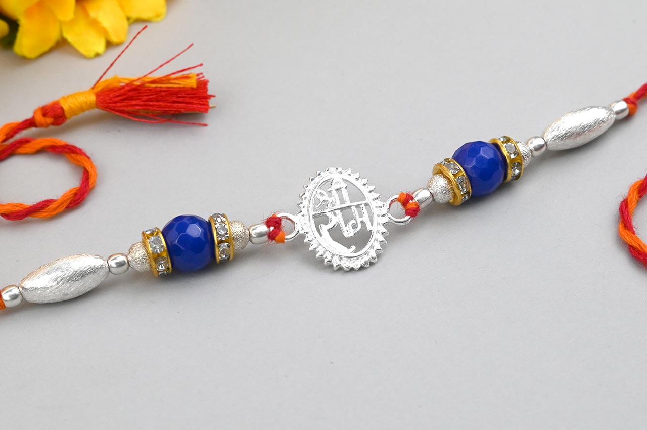 Shree Ram Design Rakhi in Pure Silver with thread