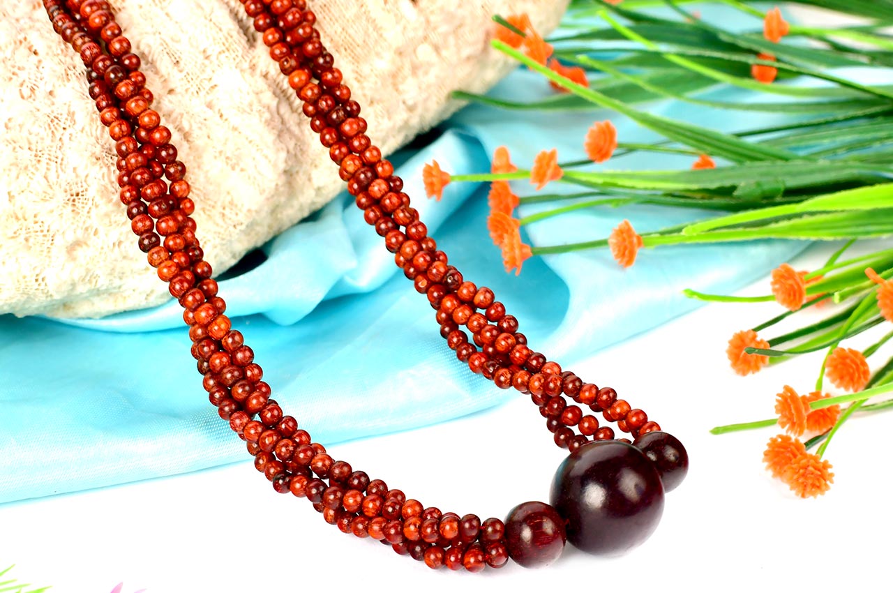 Red Sandalwood Beads Garland - I