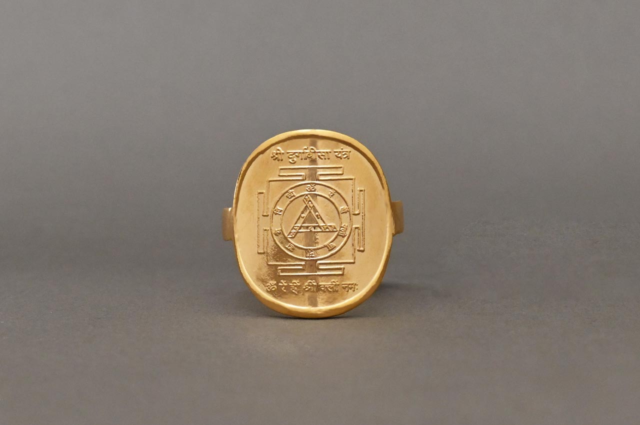 Shree Durga Bisa Yantra Ring in Pure Gold (22K)