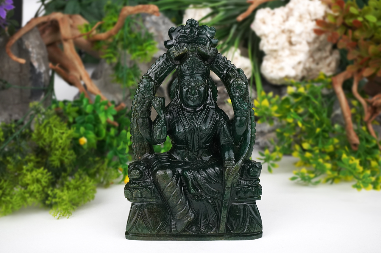 Sri Lalita Tripursundari Devi Green Aventurine Idol - 1560 gms