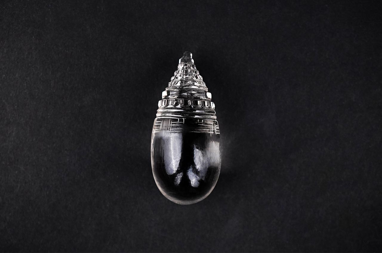 Sphatik Meru Shree Yantra on Lingam - 55 gms