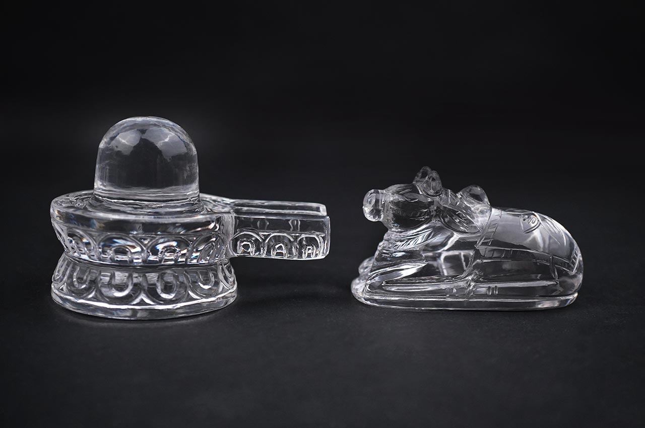 Sphatik Designer Shivaling with Nandi 417 gms