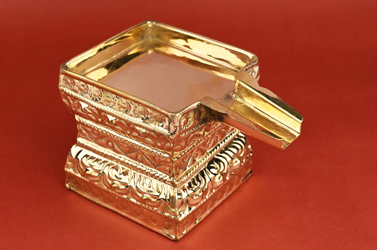 Floral Square Abhishek Patra in Brass
