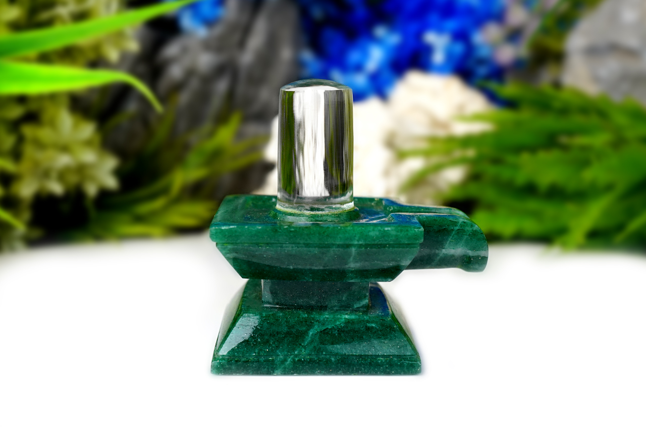Sphatik Lingam with Green Aventurine Yoni Base