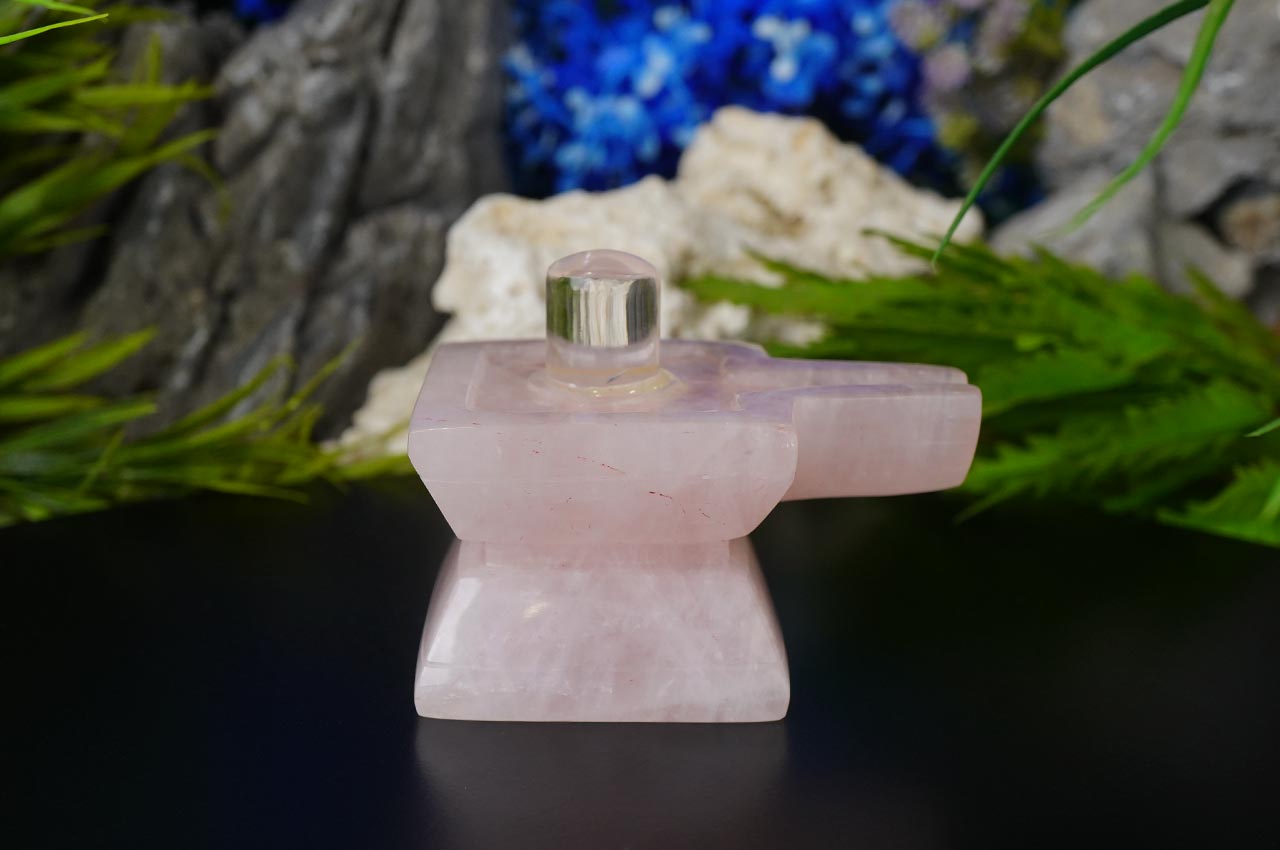 Sphatik Lingam with Rose Quartz Yoni Base