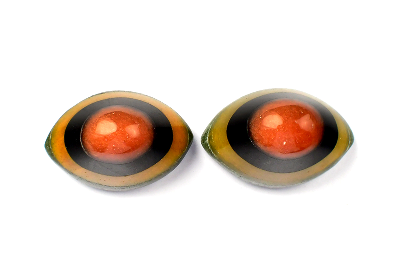 Orange Black & Yellow Agate Green Aventurine Bonded Eye