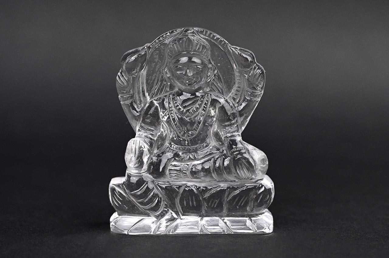 Hand Carved Sphatik Crystal Laxmi Idol - 269 gms