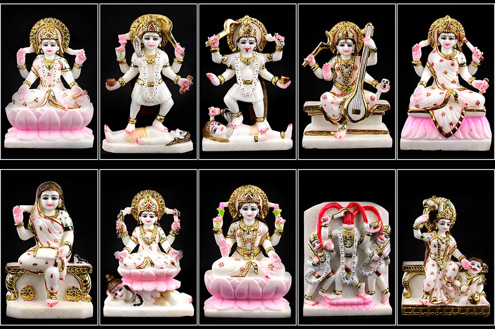 Dus Mahavidya Marble Idols Set of 10