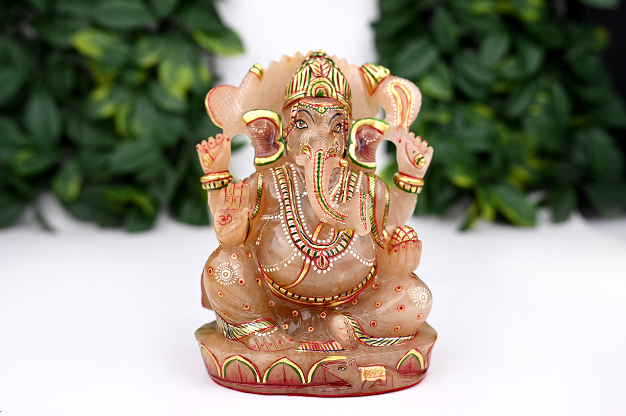 Exotic Ganesh Idol in Yellow Jade - 1118 gms