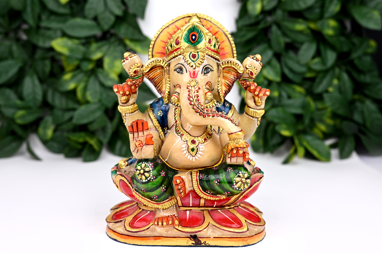 Exotic Ganesh Idol in Yellow Jade