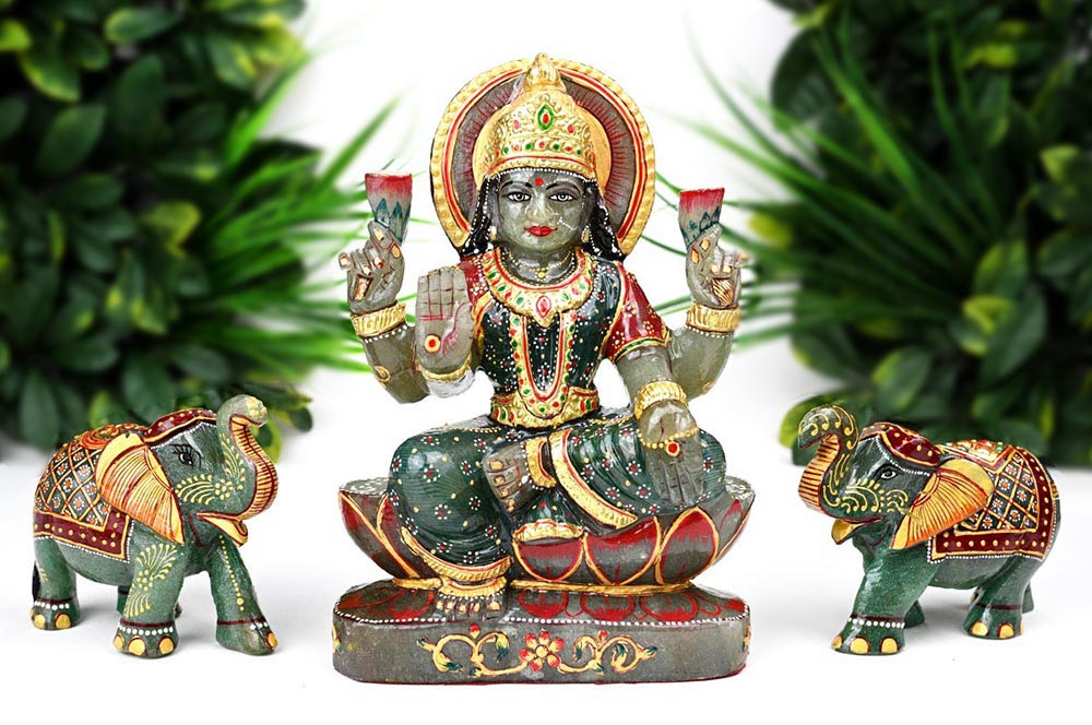 Gajalaxmi Green Aventurine Idol