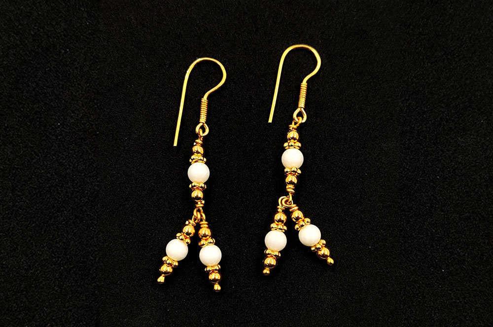 White Coral Earring in Gold - 6.67 gms