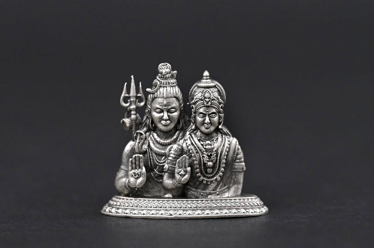Blessing Shiv Parvati 925 Sterling Silver Idol 14 gms