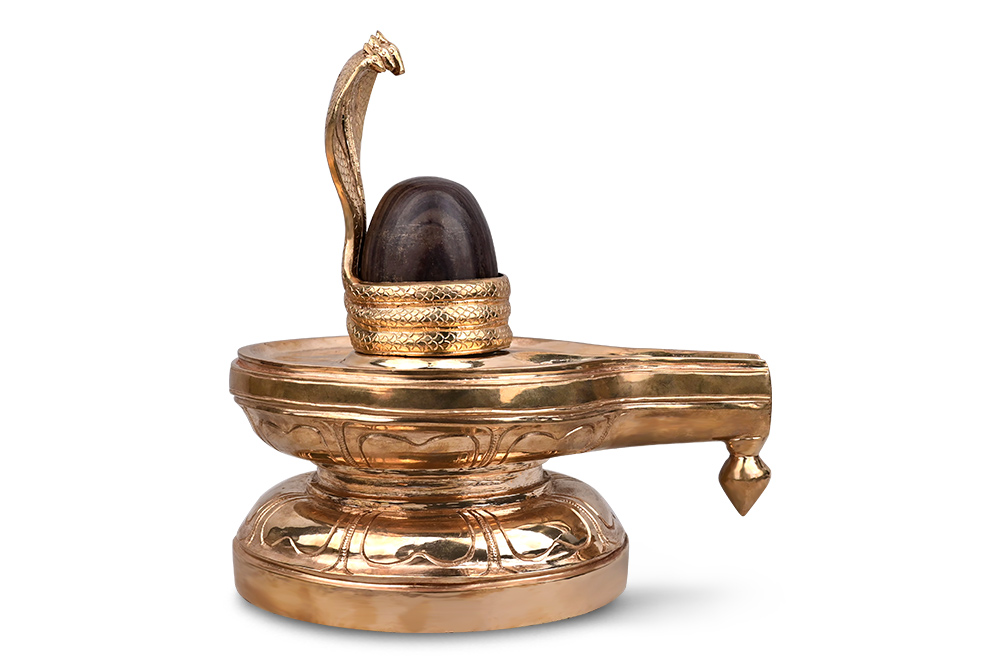 Narmada Lingam in Bronze Jaldhari Yoni Base (11.5 inches)