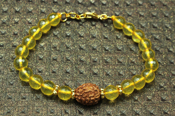 4 Mukhi Rakhi Citrine Beads with Panchdhatu Chakri