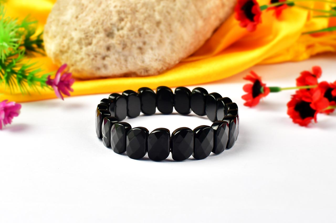 Black Jade Bracelet - Faceted Beads