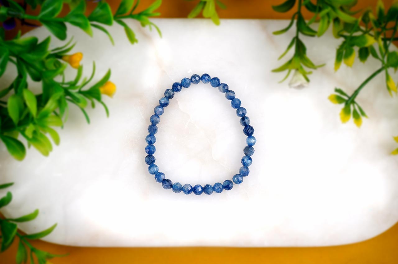 Kyanite Faceted Bracelet in Elastic
