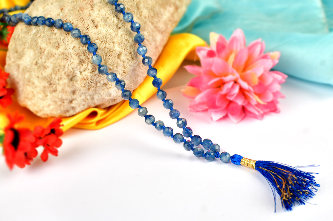 Kyanite Faceted Mala - 6mm - 108+1 Beads