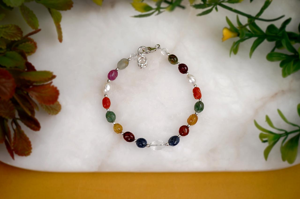 Navratna bracelet - Silver Ball