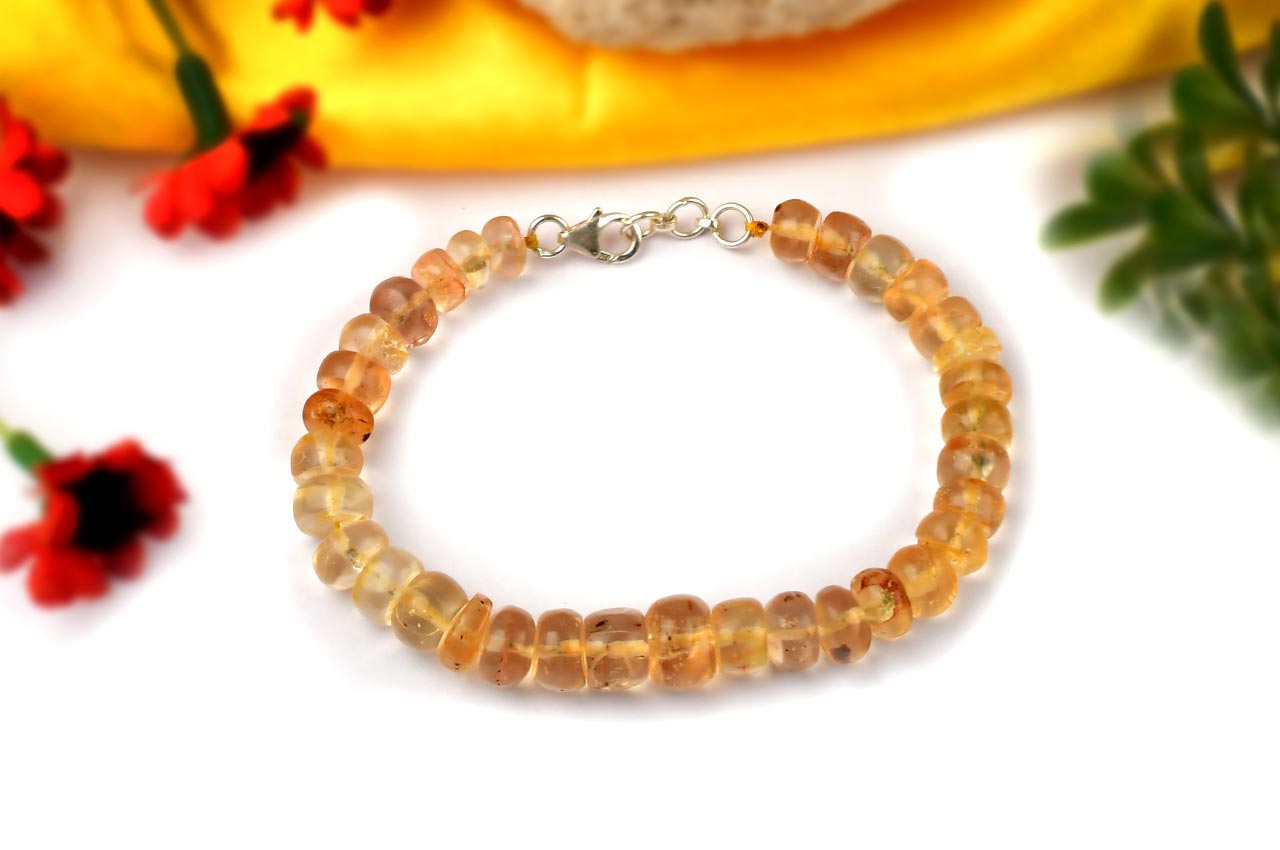 Natural Amber Button Shape Bracelet
