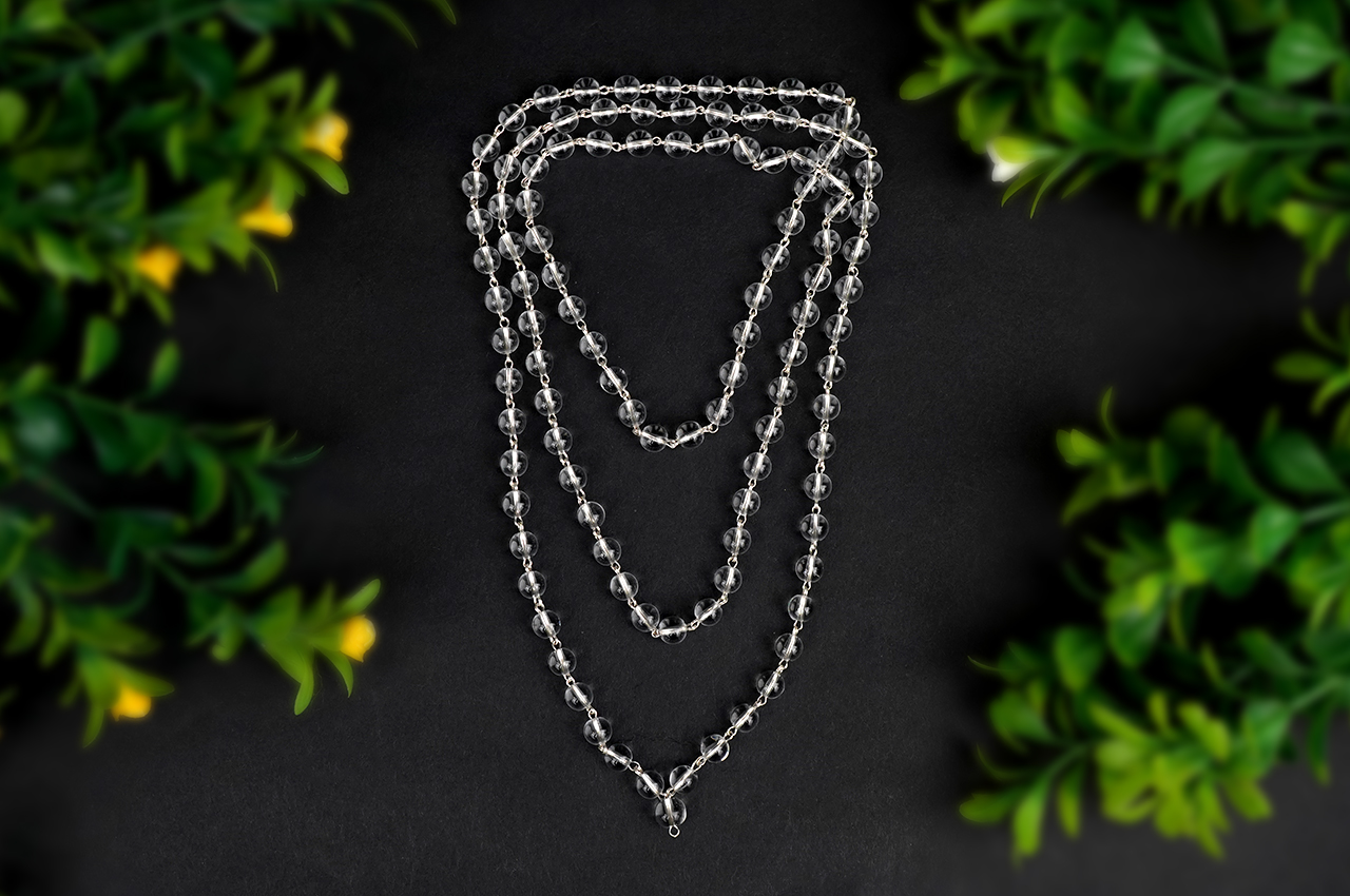 Sphatik Mala in Silver