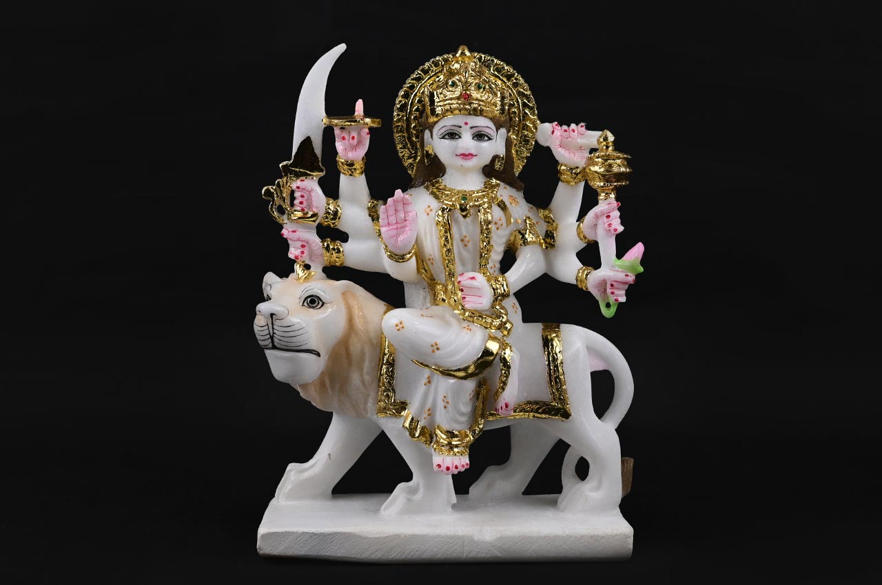 Maa Durga on Lion Idol in Marble