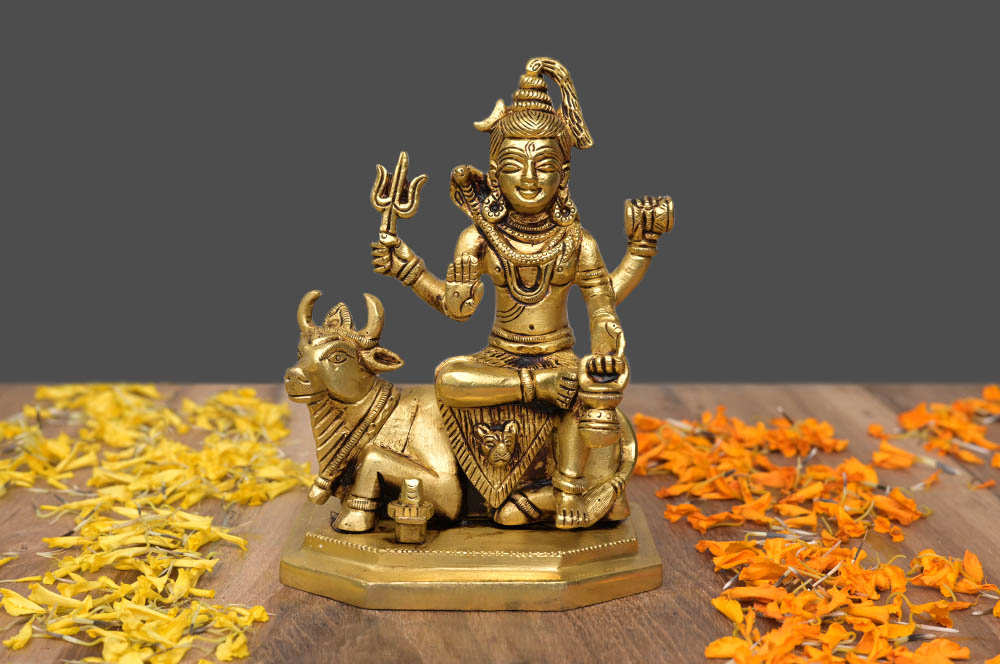 Bhagwan Shiva on Nandi Brass Idol
