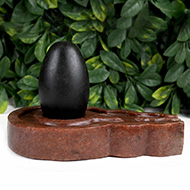 Black Narmada Lingam with Red Jade Yonibase