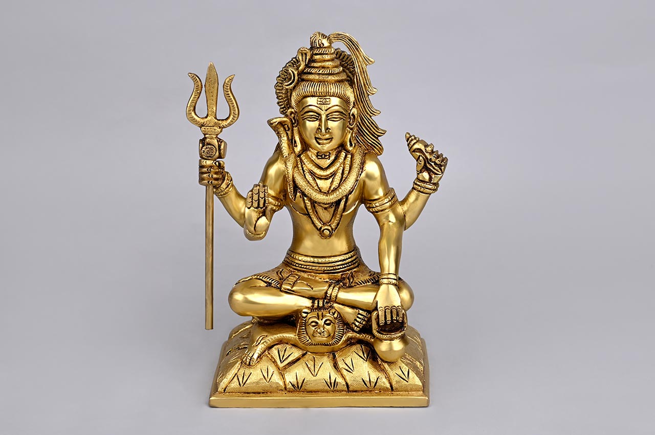 Meditating Shiva Brass Idol - Big