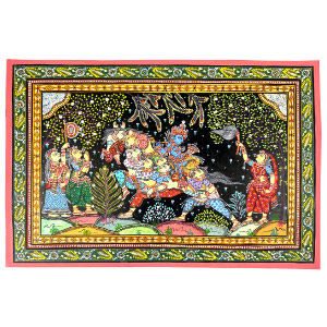 Kandarp Ashwa (Kathi Ghoda) Krishna Gopi Rasleela Pattachitra Painting