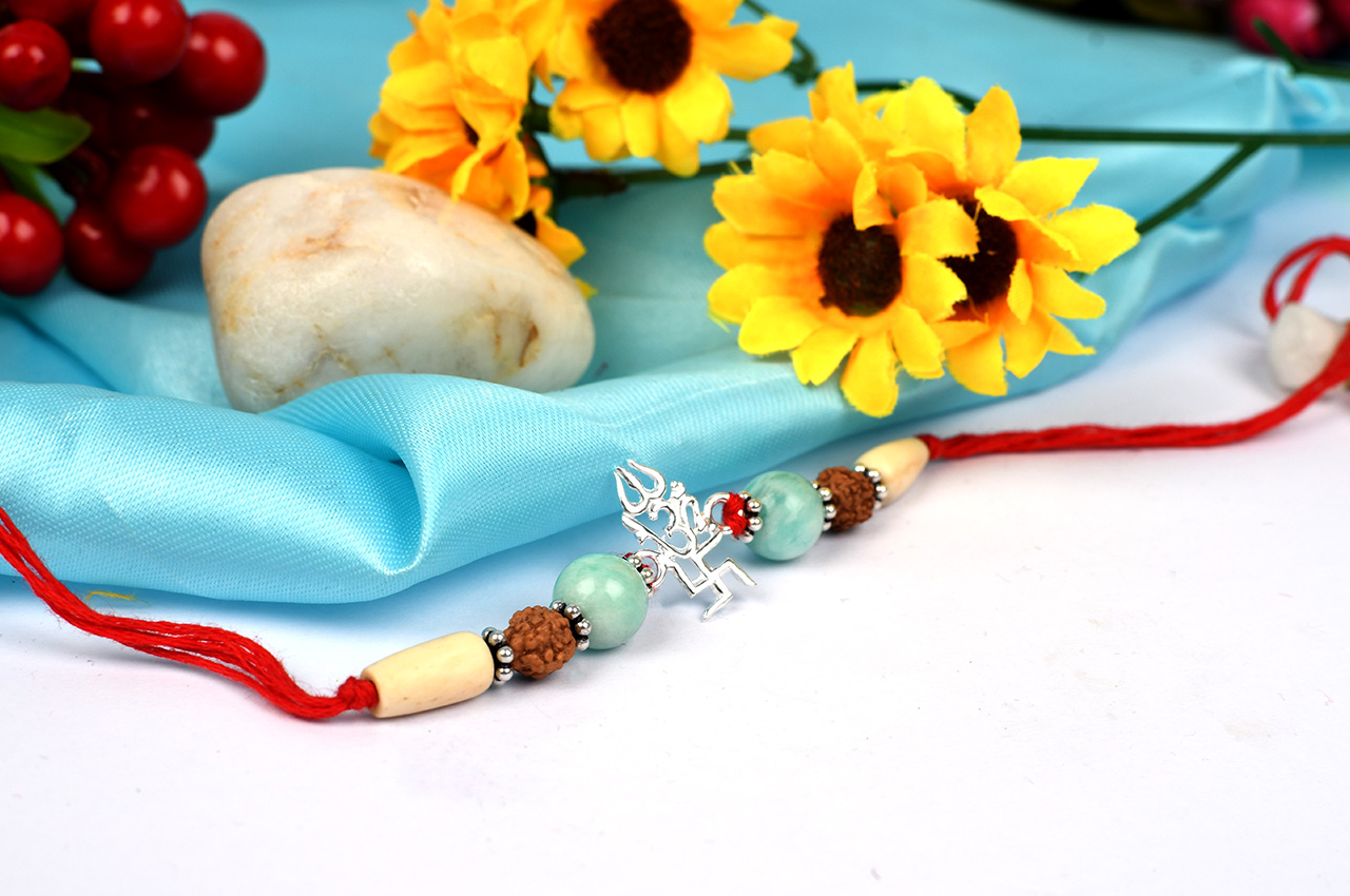 Om Rakhi  with  Swastik and  Trishul Design