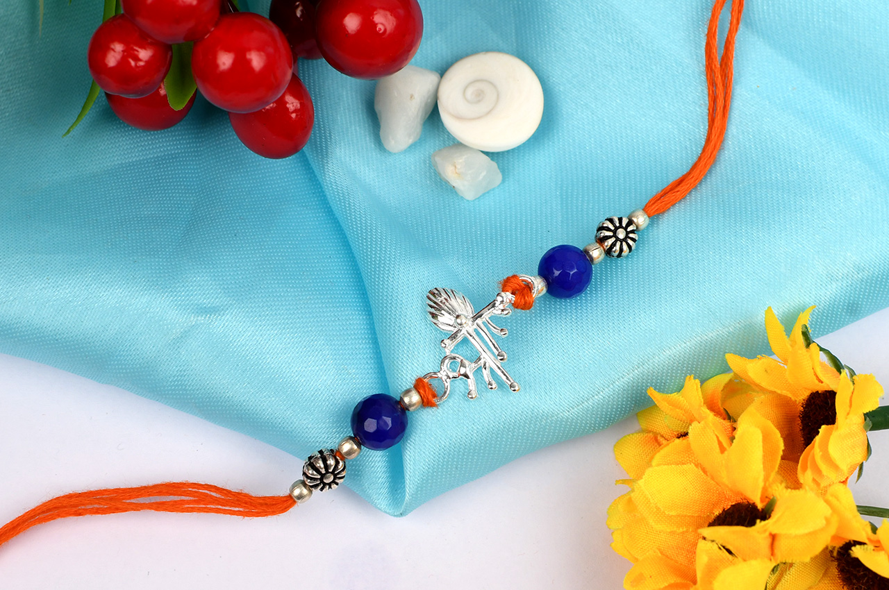 Shree Rakhi With Blue Agate beads