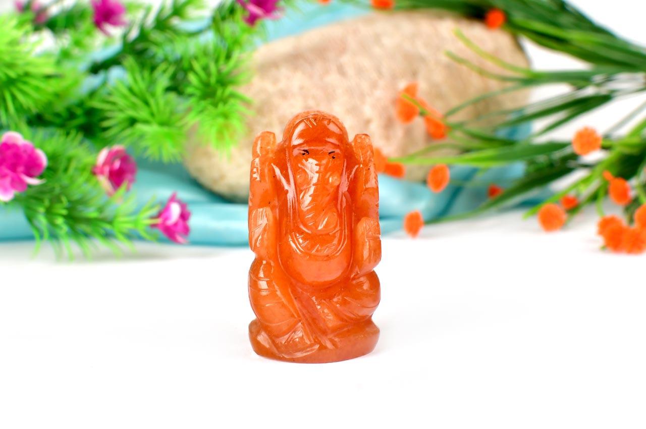 Ganesha in Red Aventurine - 67 gms