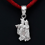 Radha Krishna Locket in Pure Silver - V